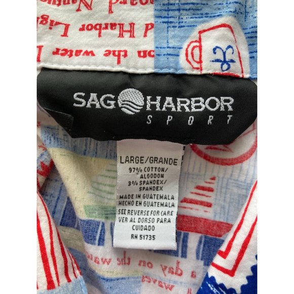 Sag Harbor Sport Nautical Button Down Short Sleeve Shirt - Ladies Size Large - Picture 6 of 6